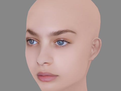 Odeya Rush Head - No Hair - Low poly head for game 3Dモデル