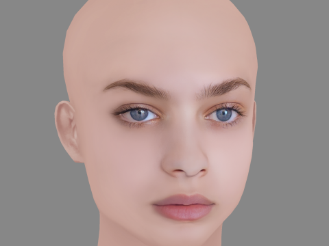 Odeya Rush Head - No Hair - Low poly head for game 3Dモデル