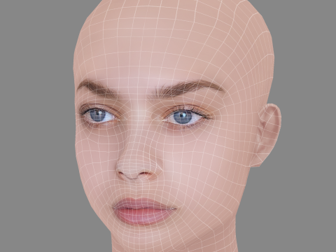 Odeya Rush Head - No Hair - Low poly head for game 3Dモデル