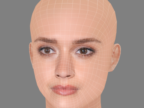Olivia Cooke Head - No Hair - Low poly head for game Modèle 3D