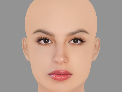 Olivia Rodrigo Head - No Hair - Low poly head for game 3D Model