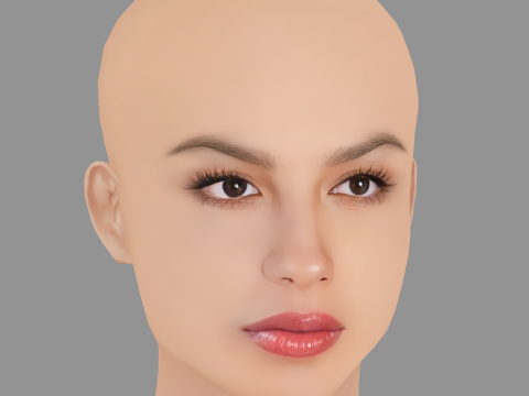 Olivia Rodrigo Head - No Hair - Low poly head for game 3D Model