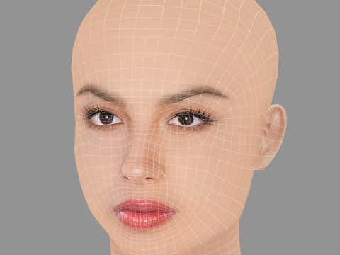 Olivia Rodrigo Head - No Hair - Low poly head for game 3D Model