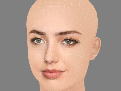 Peyton List Head - No Hair - Low poly head for game 3D 모델