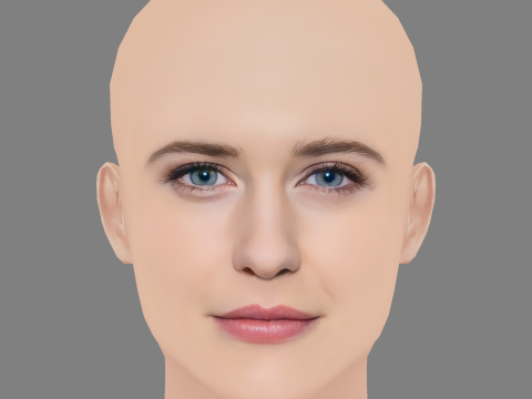 Rachel Brosnahan Head - No Hair - Low poly head for game Model 3D
