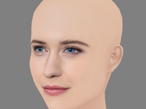 Rachel Brosnahan Head - No Hair - Low poly head for game Model 3D