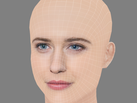 Rachel Brosnahan Head - No Hair - Low poly head for game Model 3D