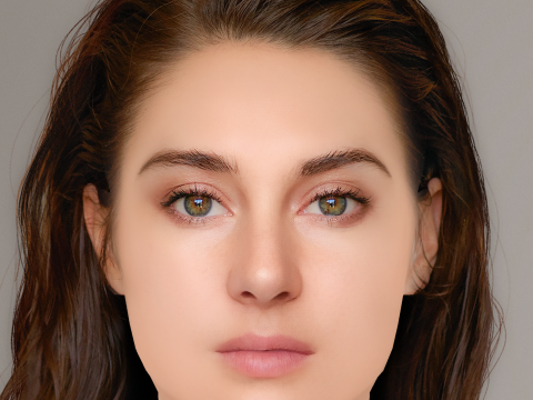 Shailene Woodley Head - No Hair - Low poly head for game 3Dモデル
