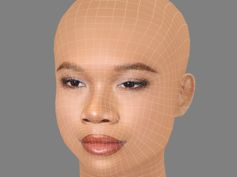 Storm Reid Head - No Hair - Low poly head for game Modello 3D