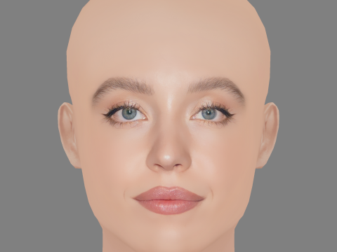 Sydney Sweeney Head - No Hair - Low poly head for game Modèle 3D