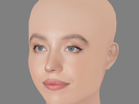 Sydney Sweeney Head - No Hair - Low poly head for game Modèle 3D