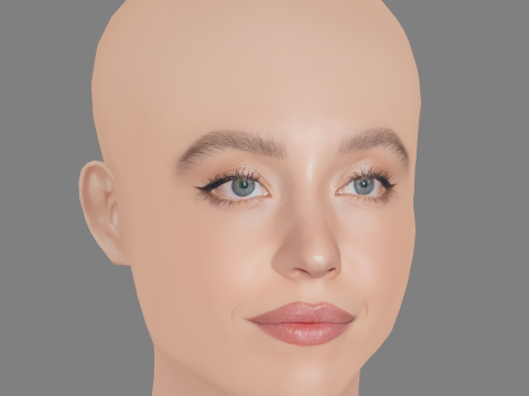 Sydney Sweeney Head - No Hair - Low poly head for game Modèle 3D