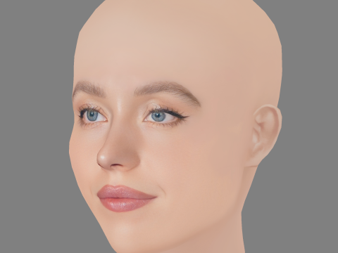 Sydney Sweeney Head - 无头发 - 低聚游戏头 3D 模型
