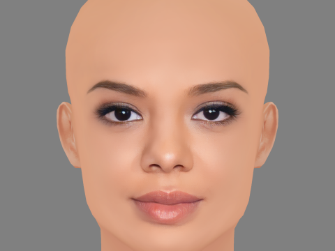 Tessa Thompson Head - No Hair - Low poly head for game 3D Model