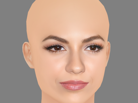Victoria Justice Head - No Hair - Low poly head for game 3D Model