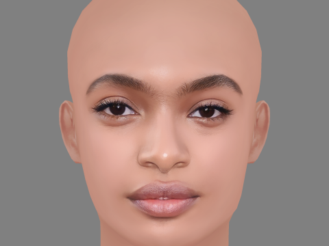Yara Shahidi Head - No Hair - Low poly head for game 3Dモデル