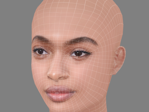 Yara Shahidi Head - No Hair - Low poly head for game 3Dモデル