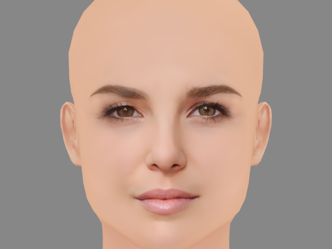 Zoey Deutch Head - No Hair - Low poly head for game 3D मॉडल