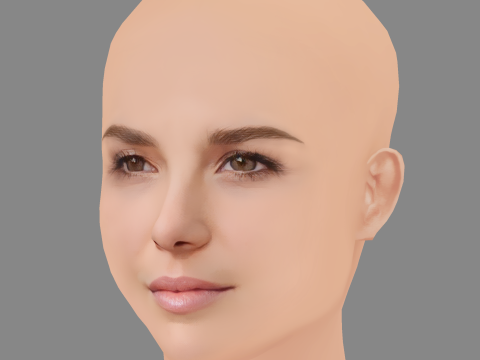 Zoey Deutch Head - No Hair - Low poly head for game 3D मॉडल