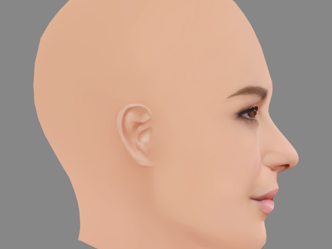 Zoey Deutch Head - No Hair - Low poly head for game 3D मॉडल