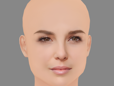 Zoey Deutch Head - No Hair - Low poly head for game 3D मॉडल