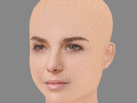 Zoey Deutch Head - No Hair - Low poly head for game 3D मॉडल