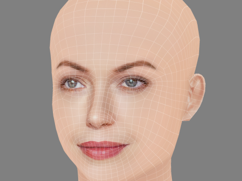 Connie Nielsen Head - No Hair - Low poly head for game 3D Модель