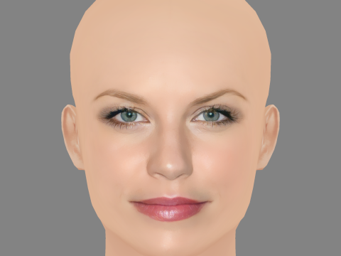 Ellen Hollman Head - No Hair - Low poly head for game 3D 模型