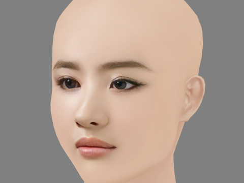 Crystal Liu - Liu Yi Fei Head - No Hair - Low poly head for game Model 3D