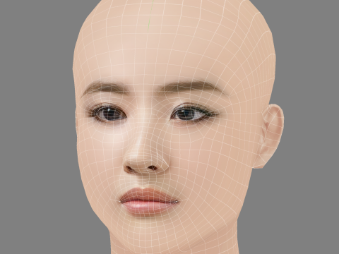 Crystal Liu - Liu Yi Fei Head - No Hair - Low poly head for game Model 3D