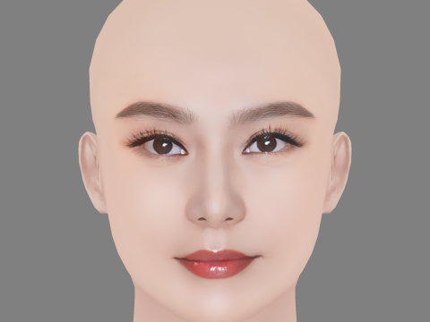 Fan Bingbing Head - No Hair - Low poly head for game 3D मॉडल