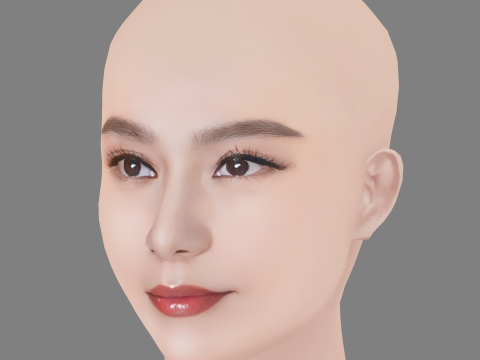 Fan Bingbing Head - No Hair - Low poly head for game 3D मॉडल
