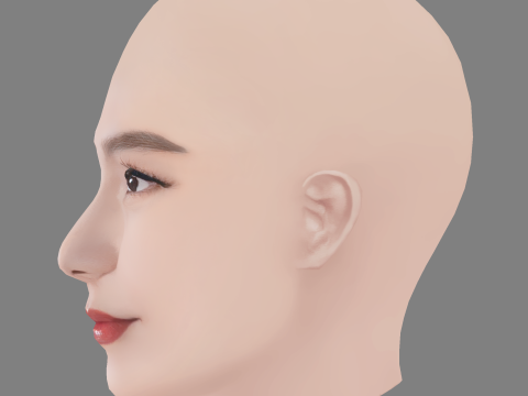 Fan Bingbing Head - No Hair - Low poly head for game 3D मॉडल