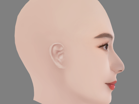Fan Bingbing Head - No Hair - Low poly head for game 3D मॉडल