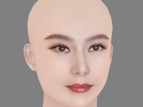 Fan Bingbing Head - No Hair - Low poly head for game 3D मॉडल