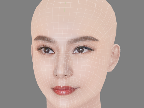 Fan Bingbing Head - No Hair - Low poly head for game 3D मॉडल