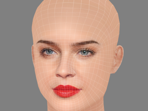 Anne-Marie Head - No Hair - Low poly head for game 3D Модель