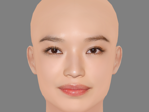 Shu Qi Head - No Hair - Low poly head for game 3D Model