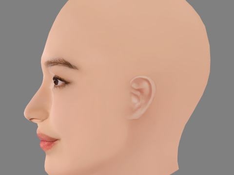Shu Qi Head - No Hair - Low poly head for game 3D Model