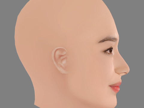 Shu Qi Head - No Hair - Low poly head for game 3D Model