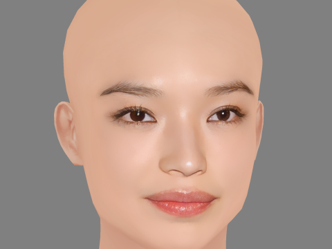 Shu Qi Head - No Hair - Low poly head for game 3D Model