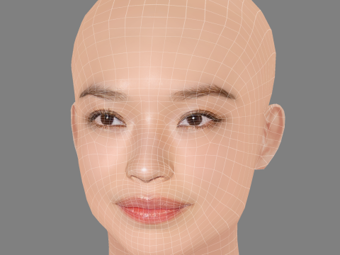 Shu Qi Head - No Hair - Low poly head for game 3D Model
