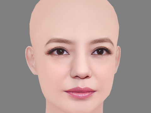 Zhao Wei Head - No Hair - Low poly head for game 3Dモデル