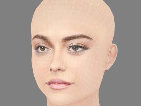 Bebe Rexha Head - No Hair - Low poly head for game Model 3D