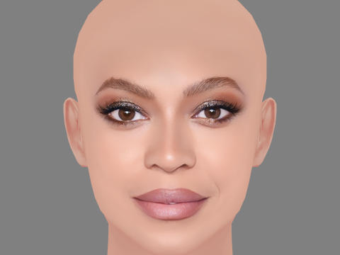 Beyonce Head - No Hair - Low poly head for game 3D 모델