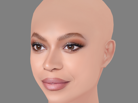 Beyonce Head - No Hair - Low poly head for game 3D 모델