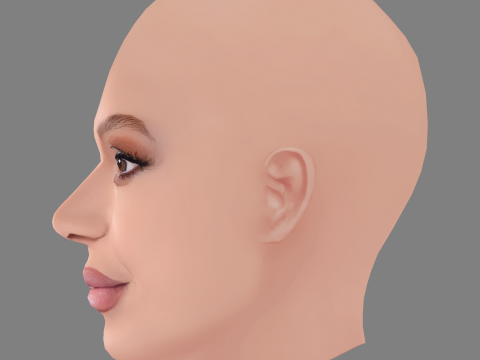 Beyonce Head - No Hair - Low poly head for game 3D 모델