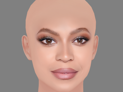 Beyonce Head - No Hair - Low poly head for game 3D 모델