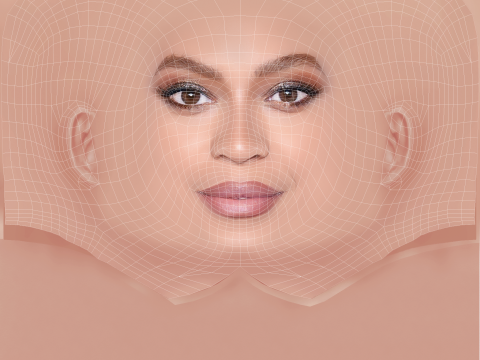 Beyonce Head - No Hair - Low poly head for game 3D 모델