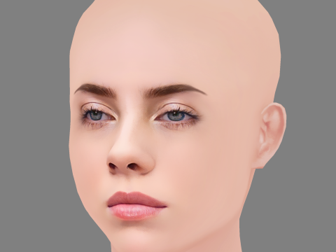 Billie Eilish Head - No Hair - Low poly head for game 3Dモデル